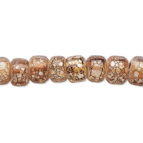 Bead, crackle glass, brown, 9x7mm crow. Sold per 15-1/2" to 16" strand. image number 0