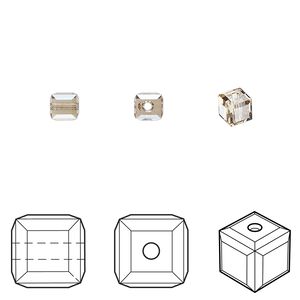 Bead 12pk crystal golden shadow, Crystal Passions® 4mm cube 5601