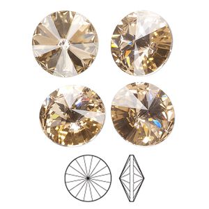 Chaton 4pk light peach foil back, Preciosa MAXIMA Czech crystal rhinestone 14mm rivoli