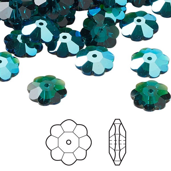 Margarita flower 12pk emerald shimmer, Crystal Passions® 10x3.5mm 3700 image number 0