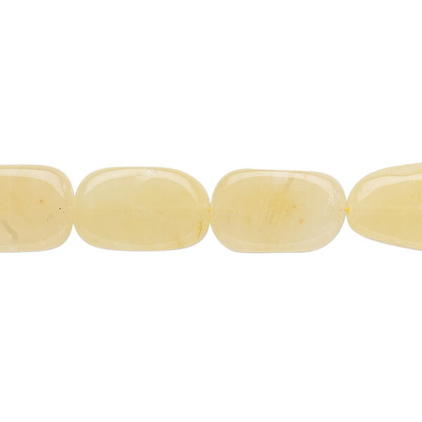 Bead, cream quartz (natural), 11x9mm-16x10mm hand-cut flat oval, B grade, Mohs hardness 7. Sold per 13-inch strand. image number 0