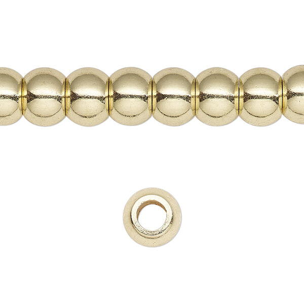 Bead, brass, 8x6mm round crow. Sold per 8-inch strand. image number 0
