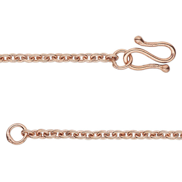 Chain, antique copper-plated brass, 2.5mm cable, 36 inches with S-hook clasp. Sold individually. image number 0