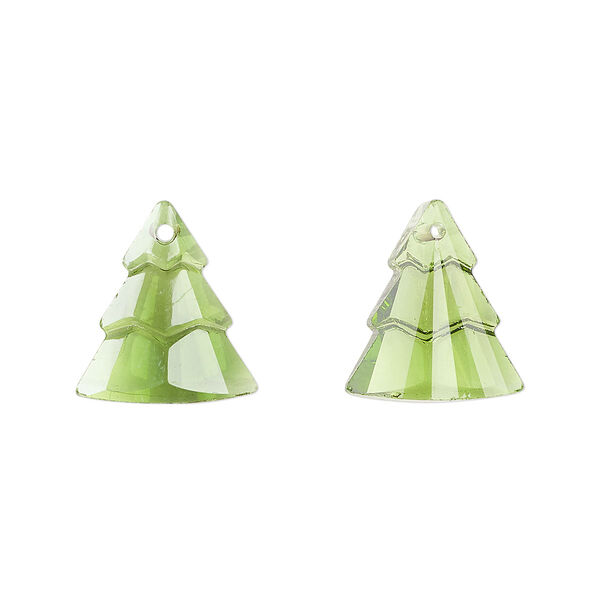 Drop 2pk transparent green, Celestial Crystal® 15x13mm tiered tree image number 0