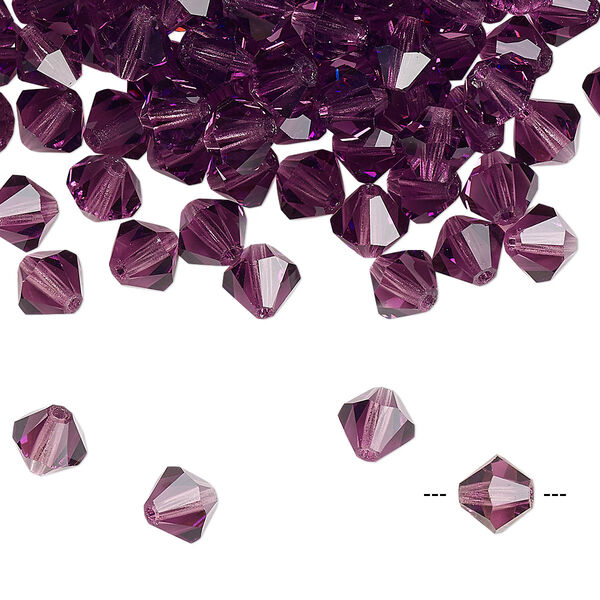 Bead 288pk amethyst, Preciosa Czech crystal 6mm bicone image number 0