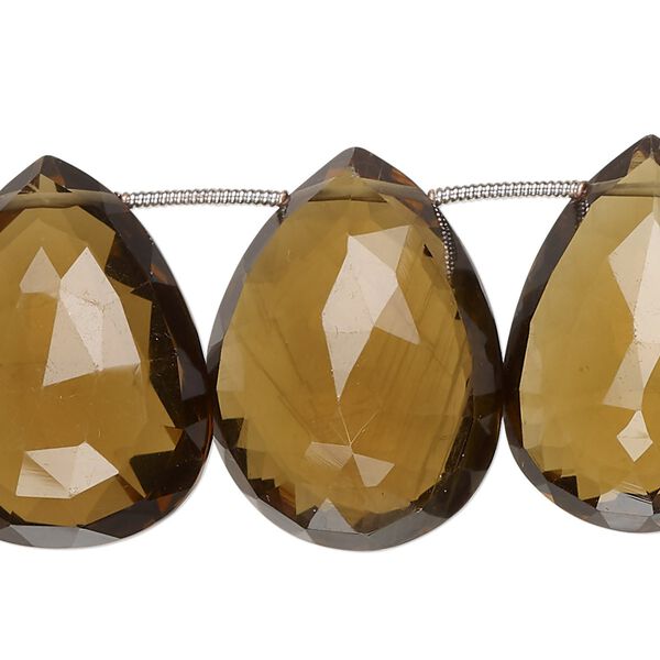 Golden quartz 1pkg12, hand-cut top-drilled faceted puffed teardrop bead 26x17mm-30x22mm image number 0