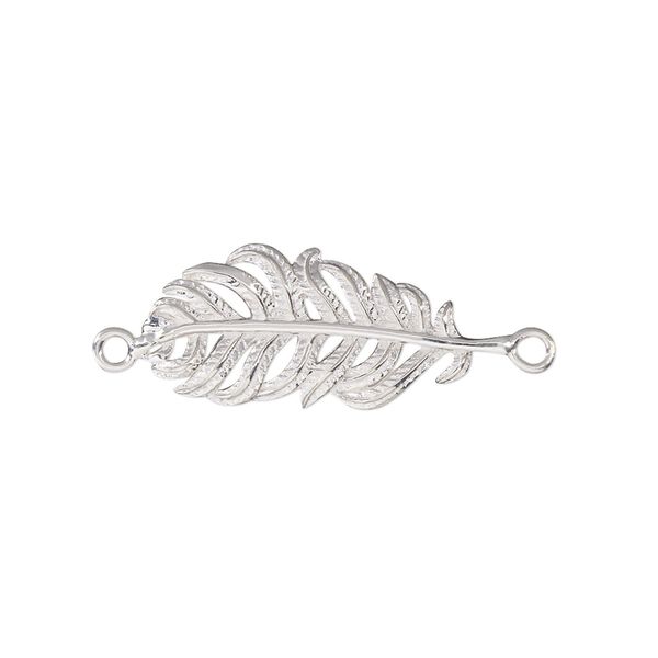 Link, sterling silver, 25.5x11mm single-sided feather. Sold individually. image number 0