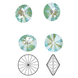 Chaton 48pk crystal silky sage DeLite, Crystal Passions® 12mm rivoli 1022