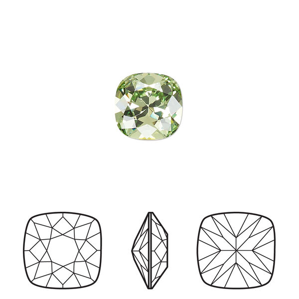 Fancy stone 2pk peridot foil back, Crystal Passions® Regenerated 10mm cushion 4470 image number 0
