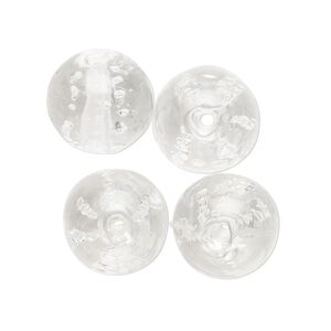 Bead, lampworked glass, transparent clear, 14mm round. Sold per pkg of 4.