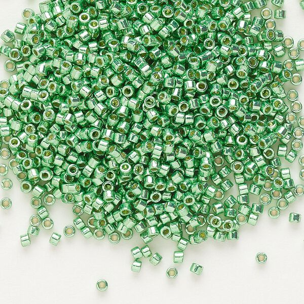 Seed bead, Delica®, glass, pkg/50g, #11 round, Duracoat® opaque galvanized dark mint green (DB-1844). image number 0