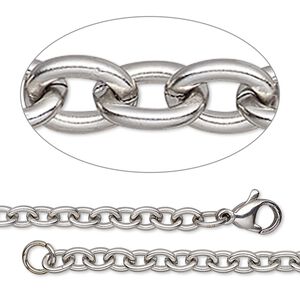 Chain, stainless steel, 4.5mm cable, 20 inches with lobster claw clasp. Sold individually.