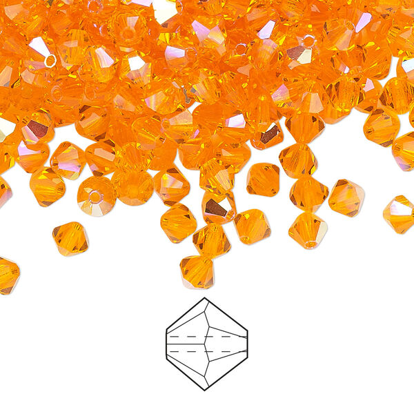 Bead 144pk sun AB, Preciosa Czech crystal 4mm bicone image number 0