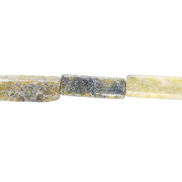 Yellow "turquoise" (serpentine with quartz) 1pkg1, matte square tube bead 15.5-16 inch 14x5mm-16x7mm image number 0
