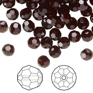 Bead 144pk smoked amber, Crystal Passions® 6mm round 5000
