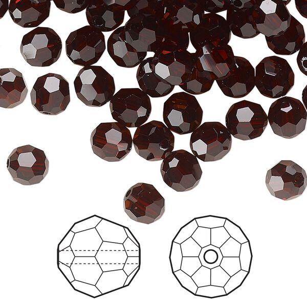 Bead 144pk smoked amber, Crystal Passions® 6mm round 5000 image number 0