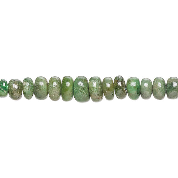 Bead, tsavorite garnet (natural), 4x2mm-7x4mm graduated hand-cut rondelle with 0.4-1.4mm hole, C grade, Mohs hardness 7 to 7-1/2. Sold per 13-inch strand. image number 0