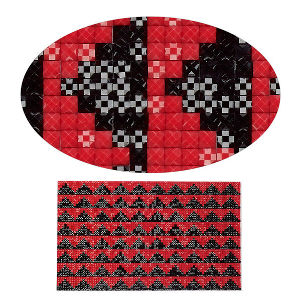 Adhesive sheet, My Style Deco Art™, peel-off, resin and glue, red and black, 8 x 4-3/4 inch rectangle, 1.8mm thick with mountains design. Sold individually. image number 0