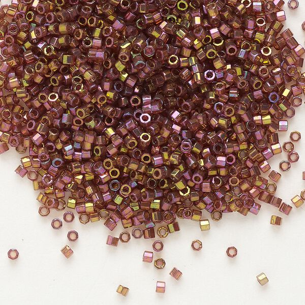 Seed bead, Delica®, glass, pkg/250g, #11 cut, translucent gold luster rainbow dark topaz (DBC-0103). image number 0