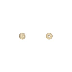 Bead, 14Kt gold-filled, 4mm stardust round. Sold per pkg of 4.