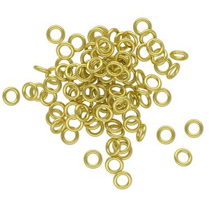 Jump ring, brass, 4mm round, 2.4mm inside diameter, 20 gauge. Sold per pkg of 100.
