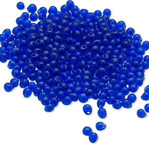 Seed bead, Miyuki, glass, pkg/10g, 3.3x2.8mm mini fringe, transparent cobalt blue (DP-151).