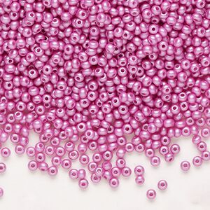 Seed bead, Preciosa Ornela Czech glass, pkg/50g, #11 rocaille, opaque PermaLux dyed lavender chalkwhite, (22012).