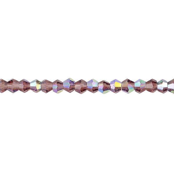 Bead 1pk transparent amethyst purple AB, Celestial Crystal® 4mm bicone 15.5-16 inch image number 0