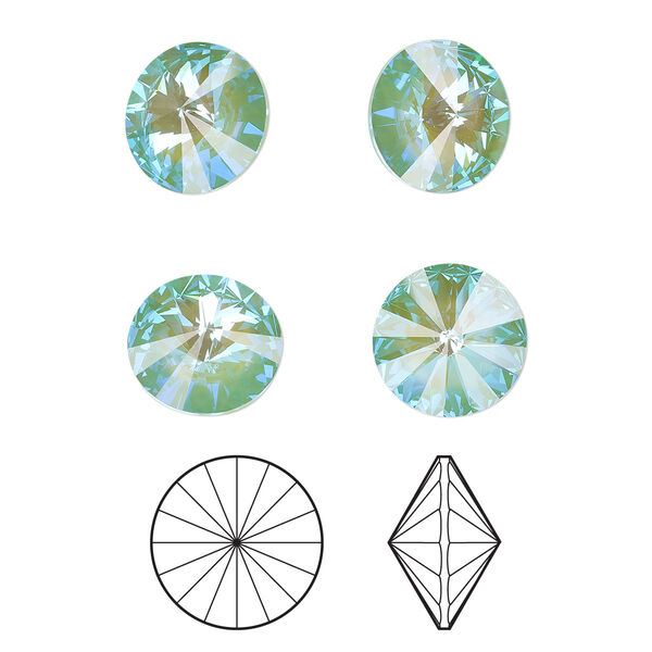 Chaton 144pk crystal silky sage DeLite, Swarovski® 14mm rivoli 1122 image number 0