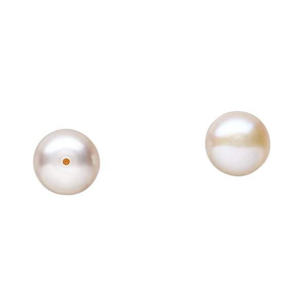 Pearl, White Lotus™, cultured freshwater pearl (natural), mauve, 9-9.5mm half-drilled button, A Grade, Mohs hardness 2-1/2 to 4. Sold per pair. image number 0