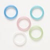 Ring mix 1pkg5, Just for Fun, cat's eye glass (fiber optic glass), mixed colors, 5-6mm faceted, sizes 7-9. image number 0
