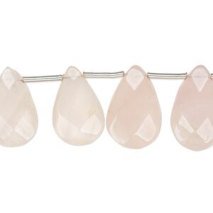 Rose quartz 1pkg15, hand-cut top-drilled faceted puffed teardrop bead natural 14x11mm-18x12mm