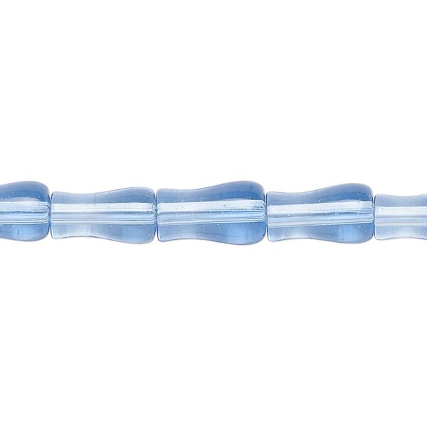 Bead, glass, transparent blue, 11x6mm vase. Sold per 13-inch strand, approximately 30 beads. image number 0