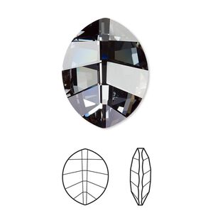 Fancy stone 1pk crystal silver night foil back, Crystal Passions® 23x18mm pure leaf 4224