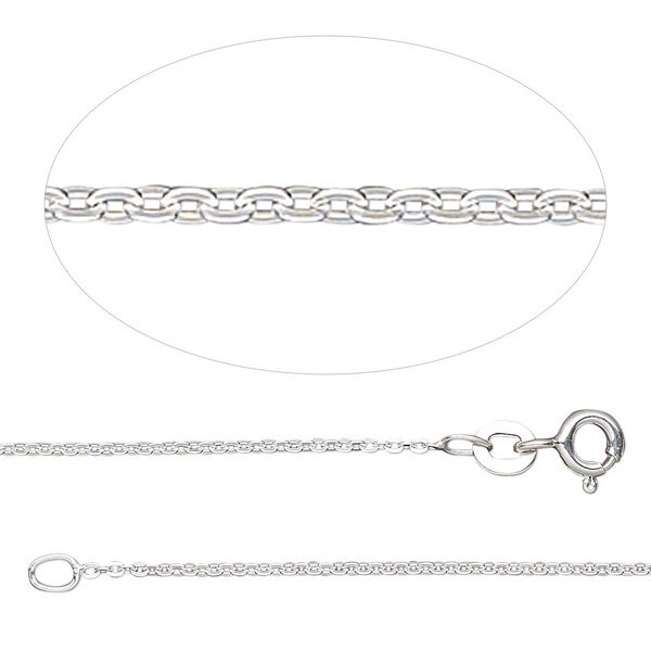 Chain, Gossamer™, sterling silver, 1.2mm rolo, 18 inches with springring clasp. Sold individually. image number 0