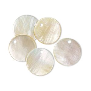 Drop, mother-of-pearl shell (bleached), 14mm round, Mohs hardness 3-1/2. Sold per pkg of 5.