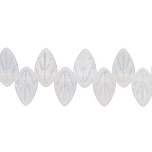 Bead, glass, translucent matte clear AB, 11x6.5mm top-drilled leaf. Sold per 15-1/2" to 16" strand.