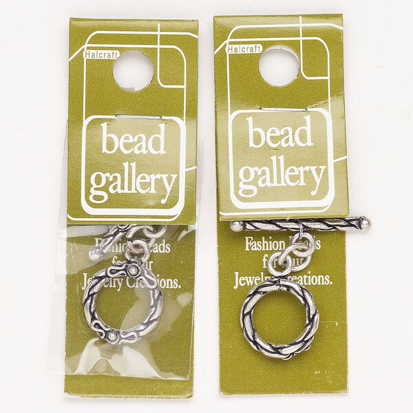 Clasp toggle "pewter" zinc-based alloy 2pk 17mm round scroll, antique silver finish image number 0