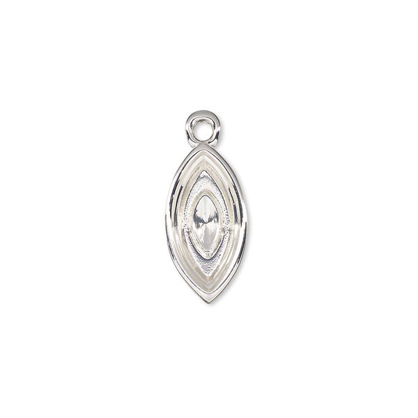 Drop, Almost Instant Jewelry®, silver-plated "pewter" (zinc-based alloy), 17x9mm marquise with 15x7mm navette setting. Sold per pkg of 2. image number 0