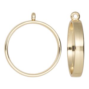 Focal, gold-finished "pewter" (zinc-based alloy), 28mm open round. Sold per pkg of 2.