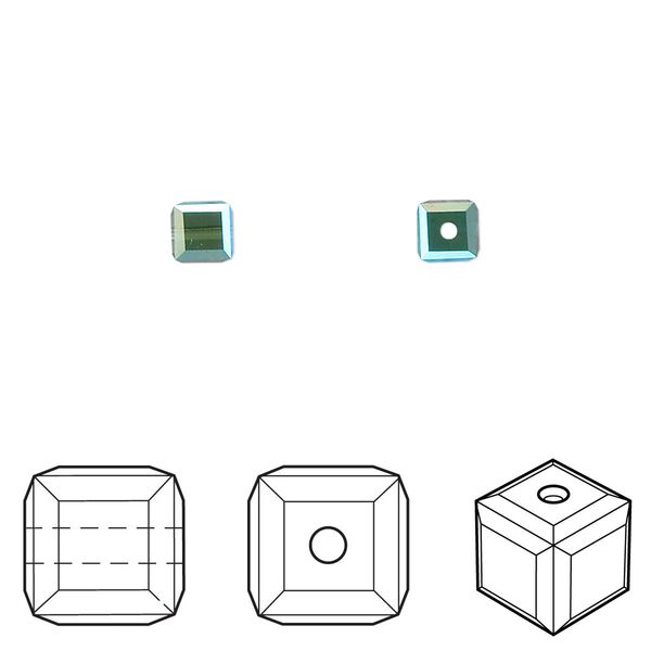 Bead 12pk Montana AB, Crystal Passions® 4mm cube 5601 image number 0