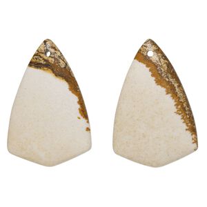 Picture jasper 1pkg2, top-drilled shield focal natural 30x20mm