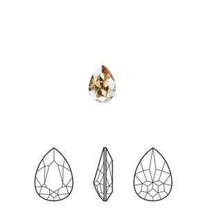 Fancy stone 4pk crystal golden shadow foil back, Crystal Passions® 8x6mm pear 4320