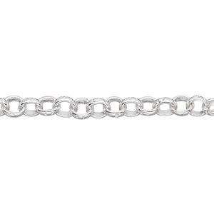 Chain 1pkg1 sterling silver rolo, 5-6mm engraved, Hill Tribes 2 foot unfinished