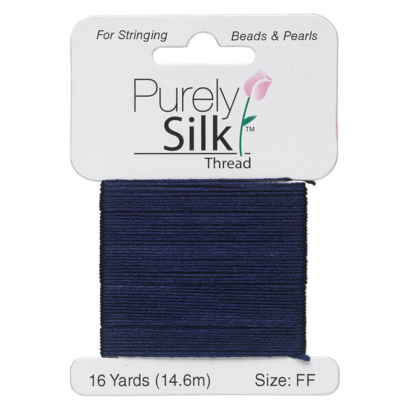 Thread, Purely Silk™, navy blue, size FF. Sold per 16-yard card. image number 0