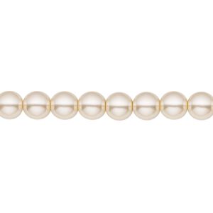 Bead, Czech pearl-coated glass druk, opaque beige, 6mm round. Sold per 15-1/2" to 16" strand.