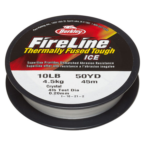 Thread, Berkley® FireLine®, high-modulus polyethylene, 8-fiber braid, crystal, 0.20mm diameter, 10-pound test. Sold per 50-yard spool. image number 0