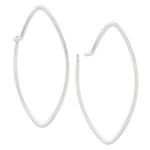Earring 1pkg2 sterling silver, 35mm marquise, 18 gauge 1 pair