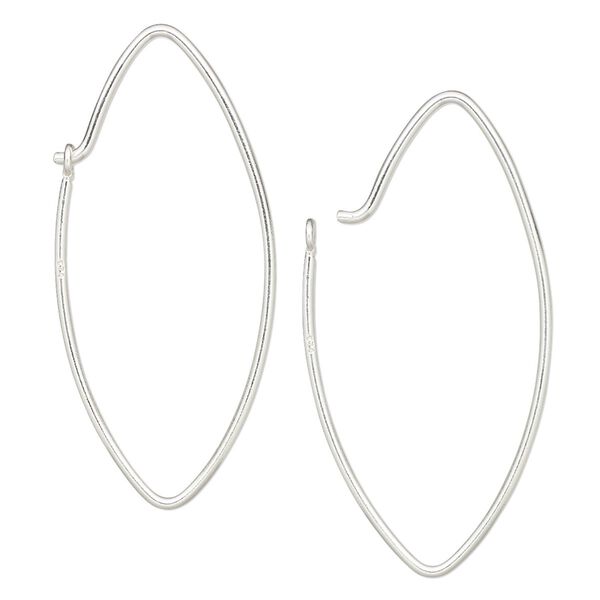 Earring 1pkg2 sterling silver, 35mm marquise, 18 gauge 1 pair image number 0