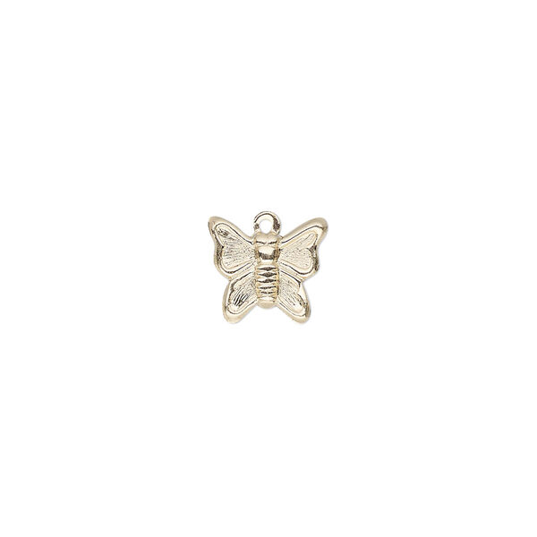 Charm, 14Kt gold-filled, 10x9mm single-sided butterfly. Sold individually. image number 0